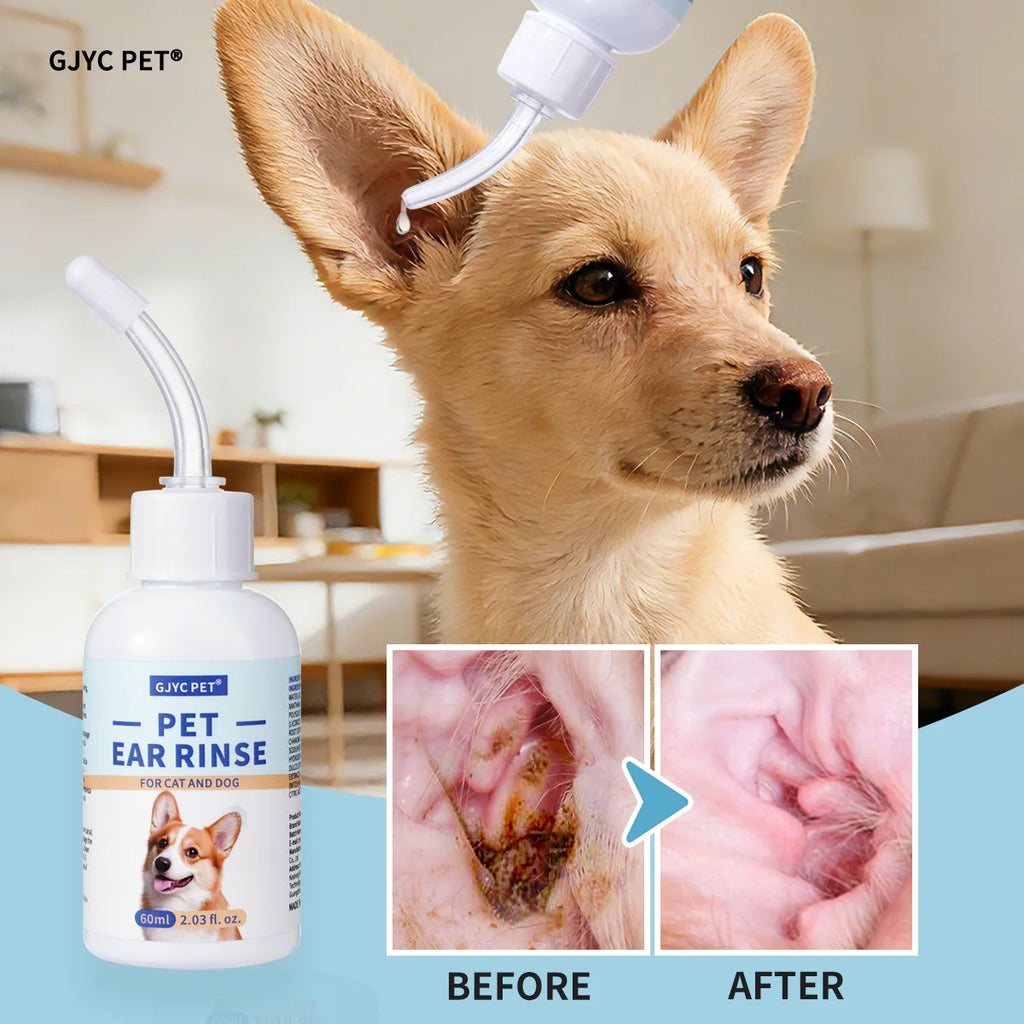 Pet Ear Cleaner Drops 60 ml Ultra-Soft Tip Non-Irritating Ear Wax