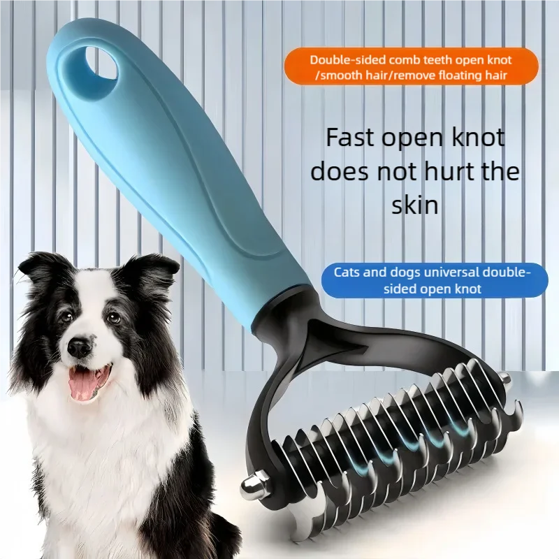 Pet Deshedding Brush Double Sided Pet Grooming Tool for Shedding and