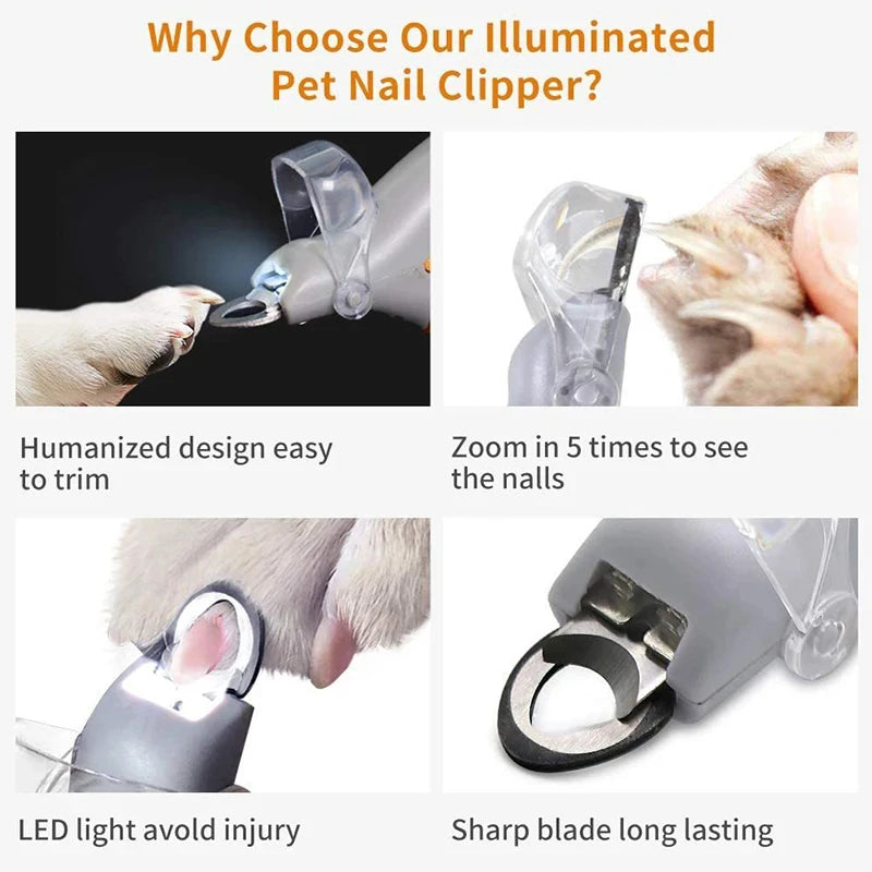 Professional Pet Nail Clipper Scissors With LED Light Cat Dog Nail