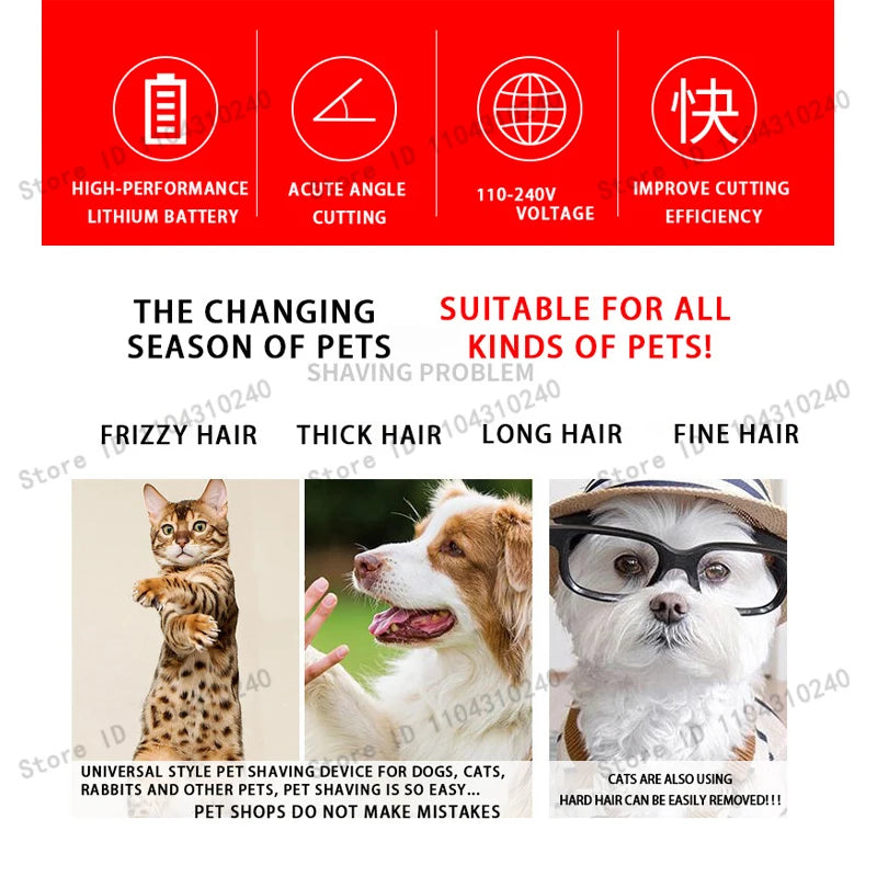 Electric Pet Clipper Grooming Kit for Dogs Reachageable Trimmer