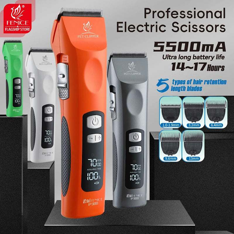 Fenice Cordless Rechargeable Pet Clipper Low Noise Professional Pet