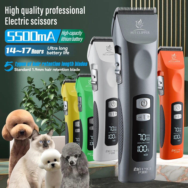 Fenice Cordless Rechargeable Pet Clipper Low Noise Professional Pet