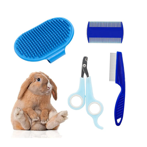Rabbit Grooming Kit Tear Stain Remover Cleaning Combs Pet Nail Clipper