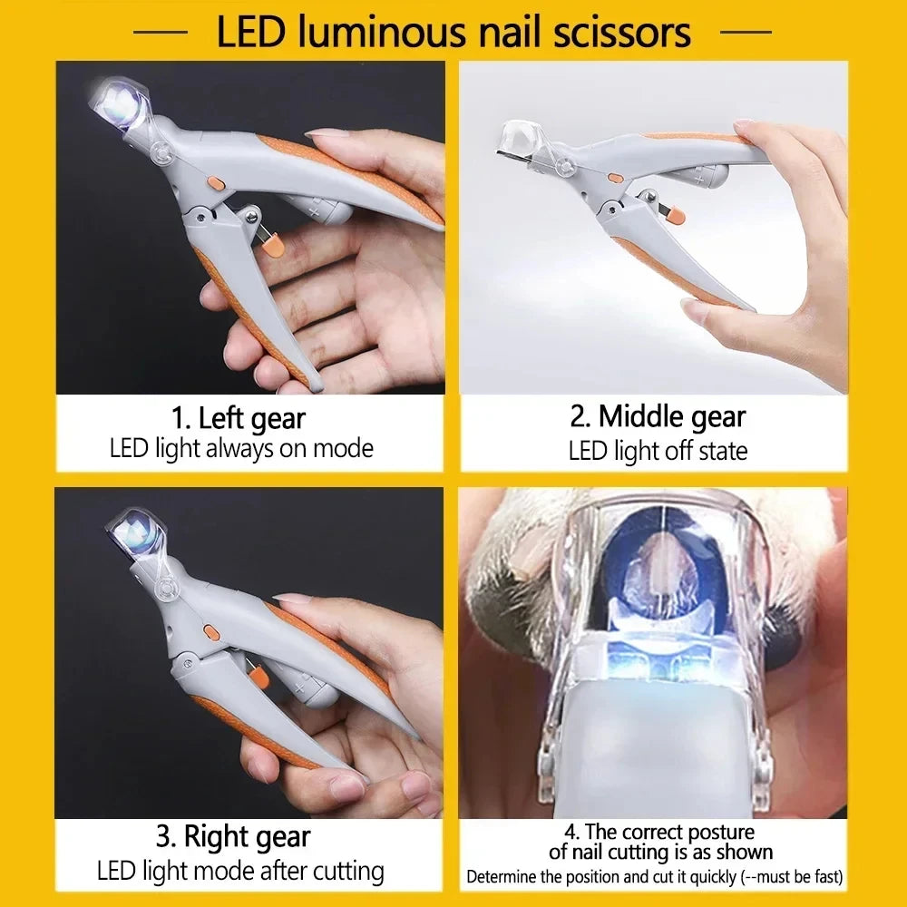 Professional Pet Nail Clipper Scissors With LED Light Cat Dog Nail