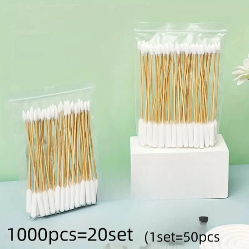 50/100/300/500/900/1000pcs 15cm Double Headed Cotton Swabs, Bamboo