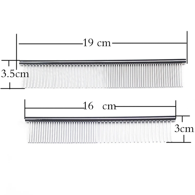 Stainless Steel Dog Comb Long Thick Hair Fur Removal Brush 16/19cm