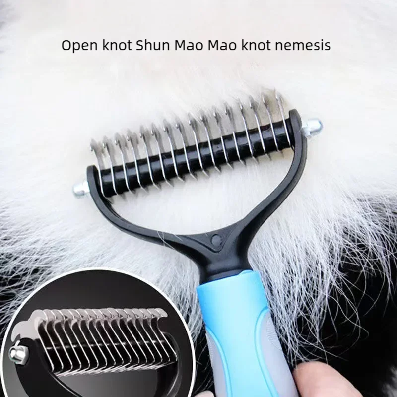 Pet Deshedding Brush Double Sided Pet Grooming Tool for Shedding and