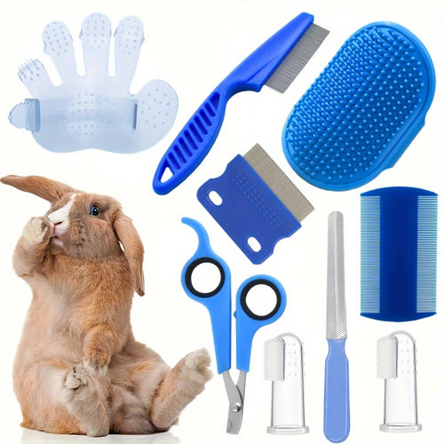 Rabbit Grooming Kit Tear Stain Remover Cleaning Combs Pet Nail Clipper