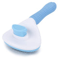 Self-Cleaning Pet Grooming Brush – Blue & White Slicker